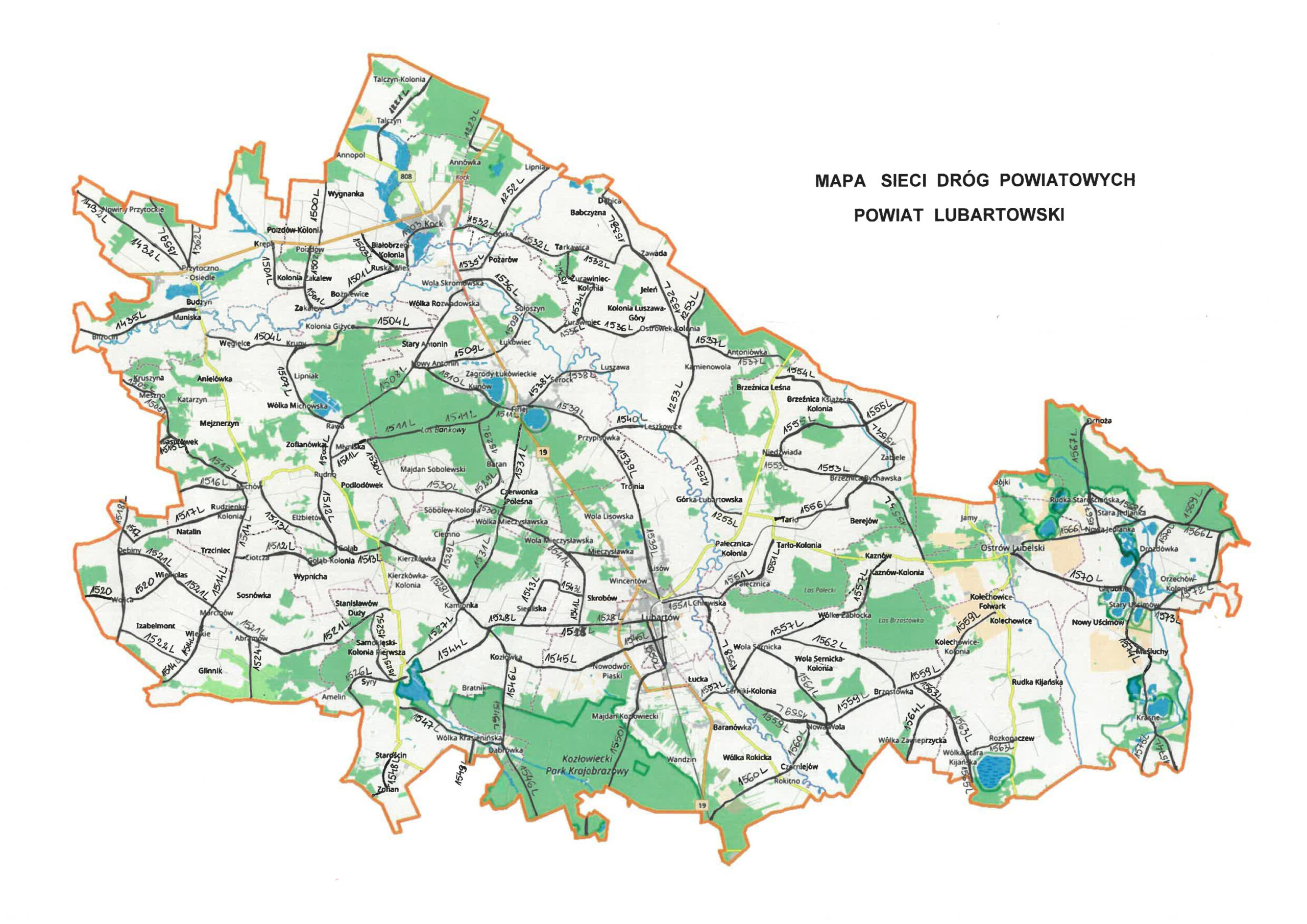 mapa sieci dróg powiatowych